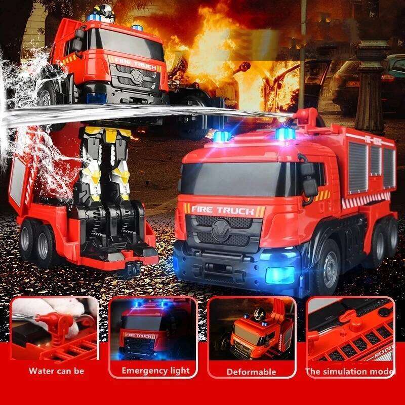 Fire RC car Transformation Robot Vehicle Light Action Engine Excavator Car Truck Construction Toys Kids Gift C260305