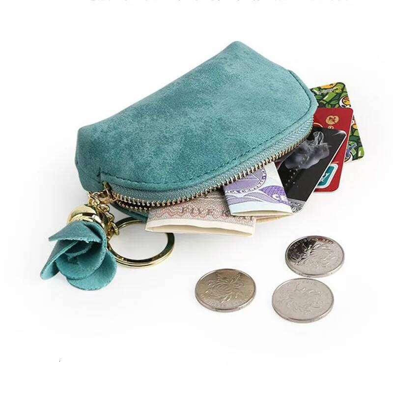 Brand New Fashion Ladies PU Leather Mini Wallet Card Key Holder Zip Coin Purse Floral Pendant Clutch Small Handbag Bag C260304