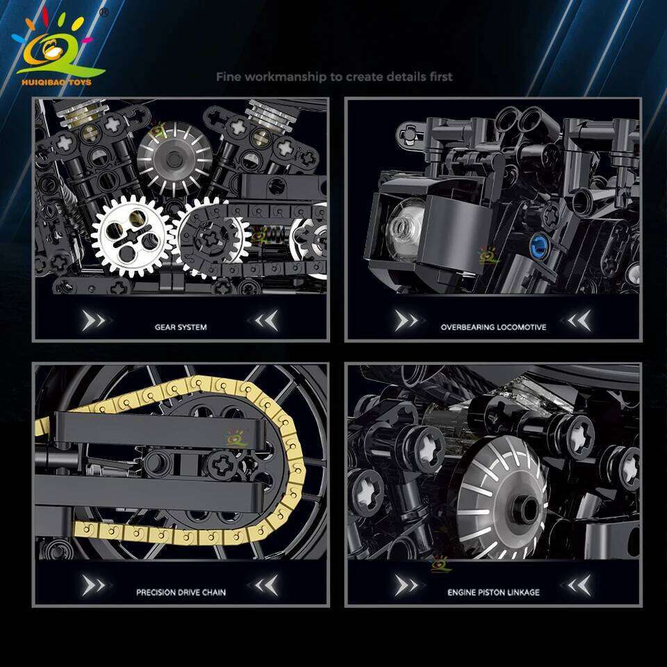 HUIQIBAO 1:8 Classic Motorbike Building Blocks High-tech Model Moto City Racer Bricks Toy for Kid Boy Children Adult MOC Car Set Z260306