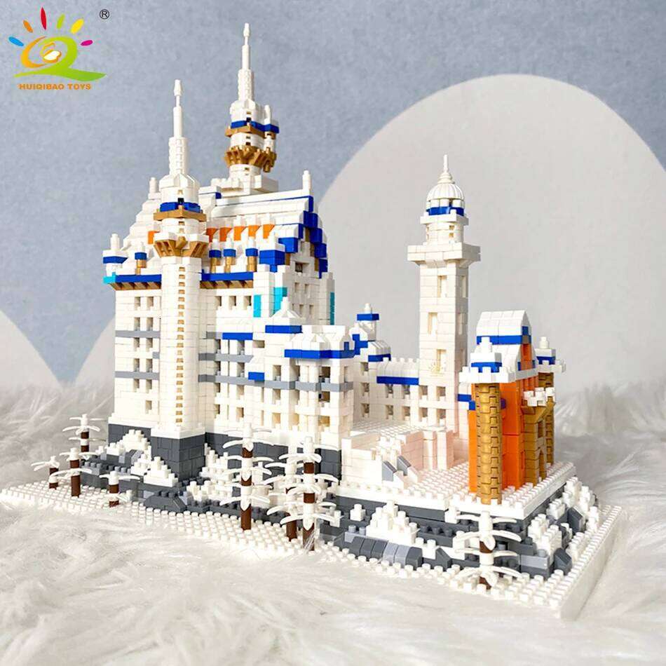 HUIQIBAO 3000pcs Swan Stone Castle Architecture Model Micro Building Blocks City Street View Mini Diamond Bricks Children Toys Z260306
