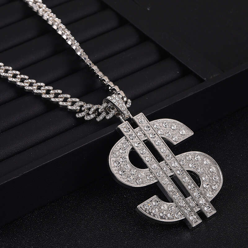 Hip Hop HIPHOP Dollar Cuban Pendant High-Quality Electroplated Color-Retaining Alloy Exaggerated Men's Necklace