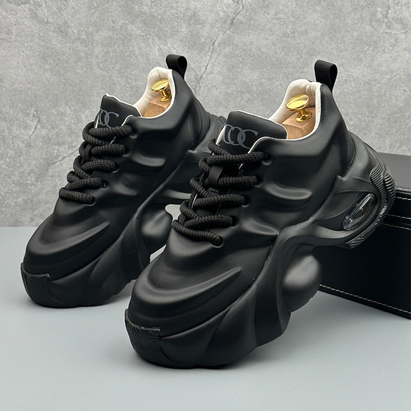 Free Shipping 2026 New Casual Shoes Thick Sole Sneakers Large Size Waterproof Leather Black White Designer Shoes for Men