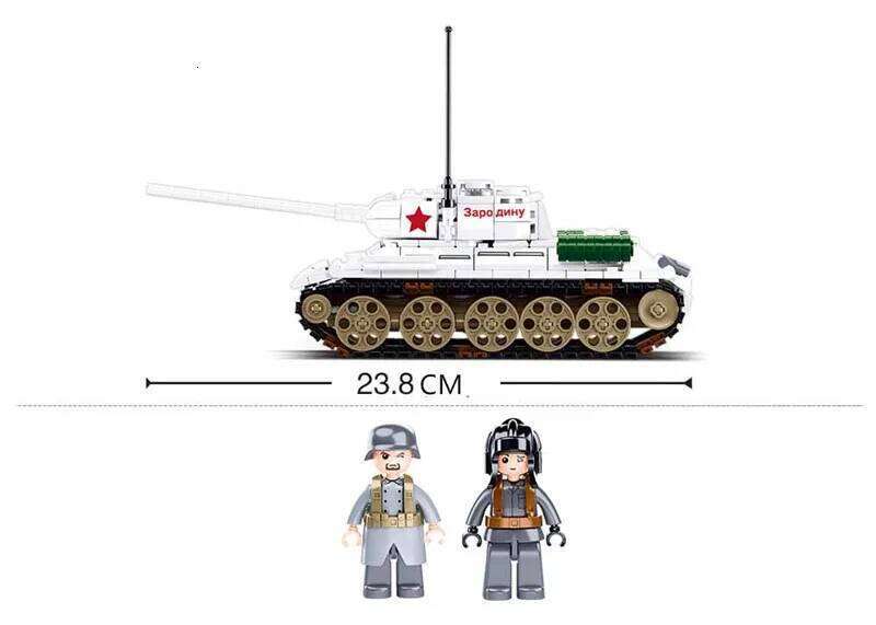 Sluban 518PCS WW2 Military T34-85 Medium Tank Building Blocks Set with Soldier Figures Educational Toy for Children Z260305