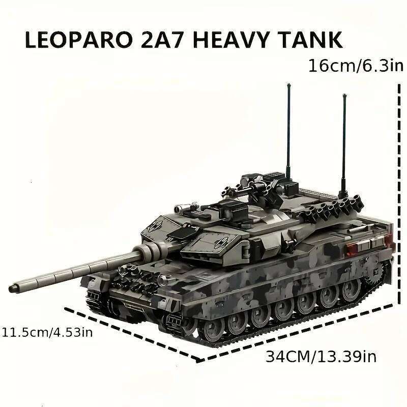 Military Series Building Blocks Model War Leopard 2A7 Heavy Tank Bricks Sets WW2 Creative Toys for Boys Adult Christmas Gifts Z260305