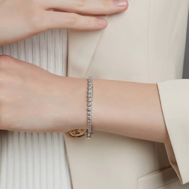 Luxury 6-8 Inch VVS Moissanite Tennis Bracelet 925 Sterling Silver Gold Lab Grown Diamond Jewelry for Men Women