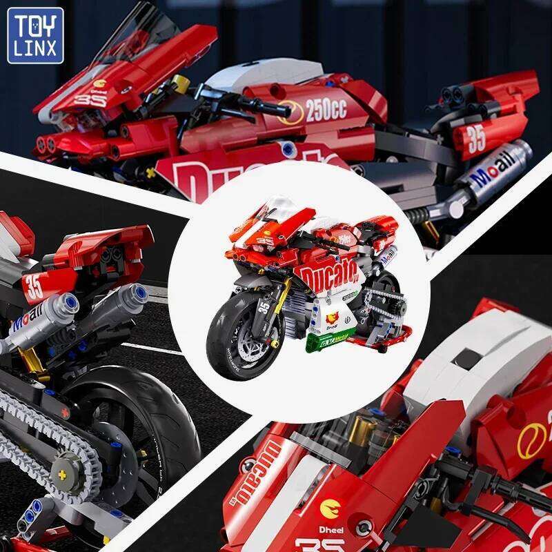 TOYLINX Famous V4 Motorcycle Building Blocks Set Super Motorbike Model Kit Technical Racing Kids Assembled Toys Gifts For Boys Z260305