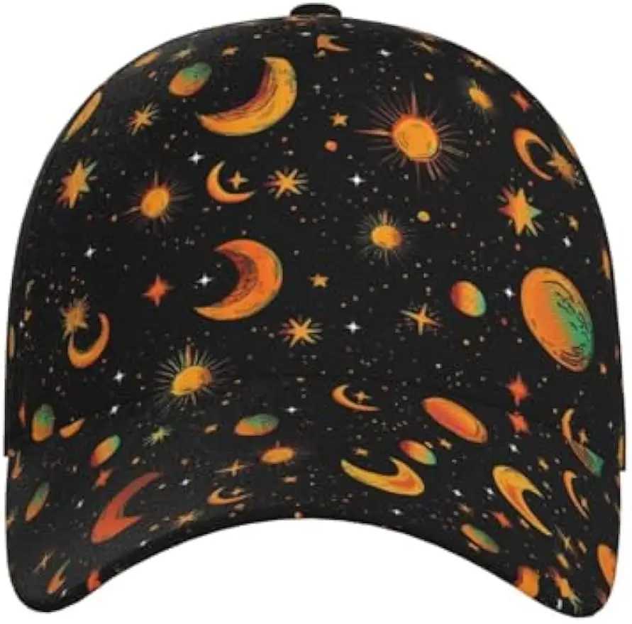 Vibrant Space Theme Celestial Gothic Bat Baseball Cap Adjustable Snapback Hat Breathable Trucker Sport Hats for Women Men S260306