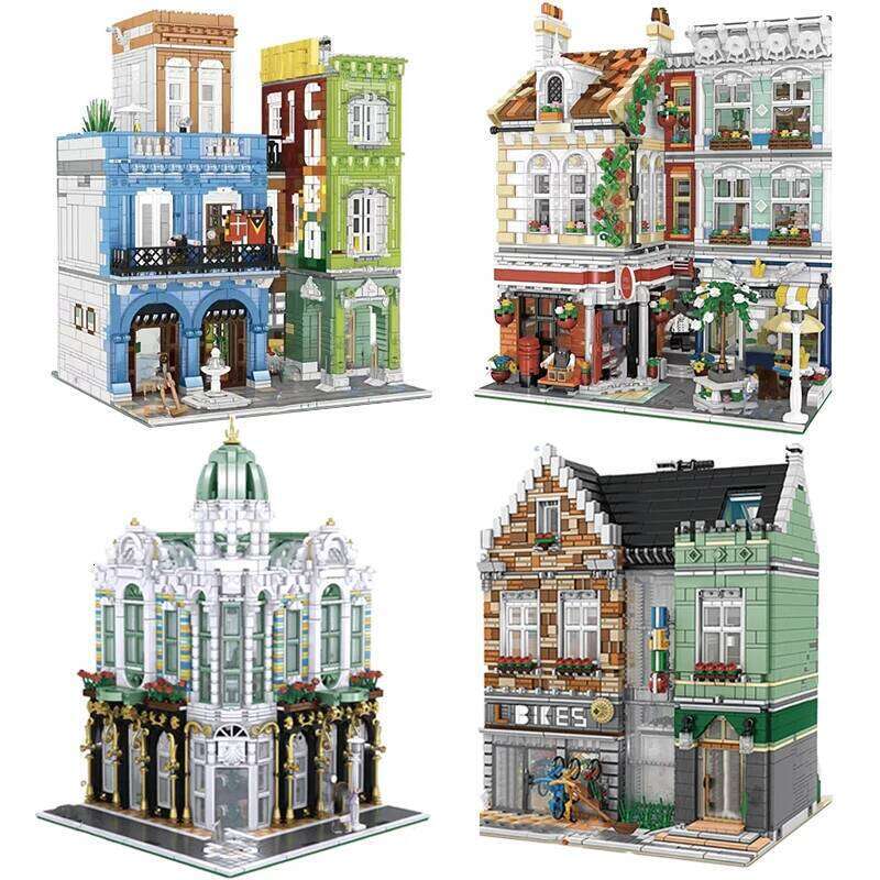 Creative Cuba Hotel City Street View Architecture Building Blocks Gem Shop Bicycle Store Micro Bricks Model Toys Gift Kids Adult Z260305