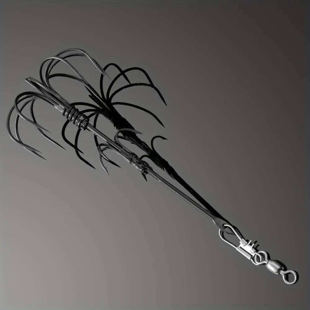 1 pc sharp long handled squid double-layer fish hook with barb, large sea fishing octopus anchor hook, 3 models S260305