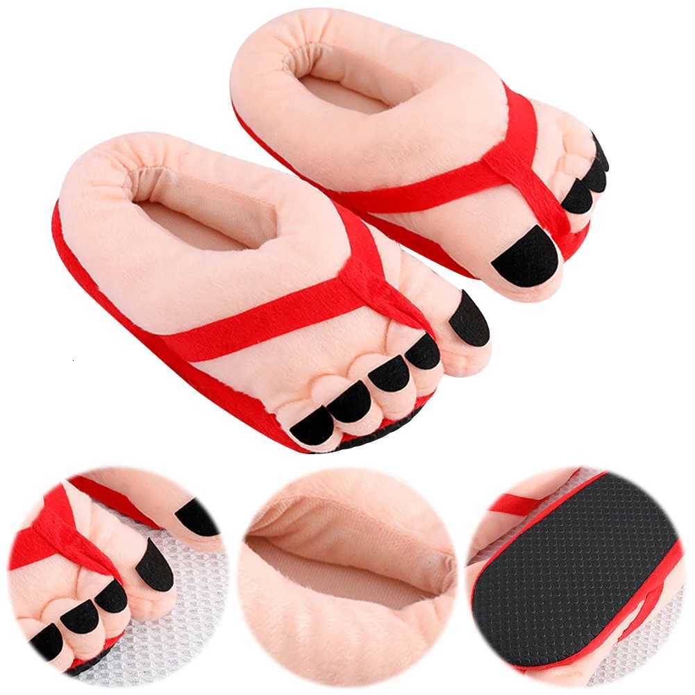 Funny Big Toe Shoes Cartoon Fuzzy Slippers Non Slip Soft Novelty Slippers Comfortable Fluffy Couple Shoes for Women Adults S260305