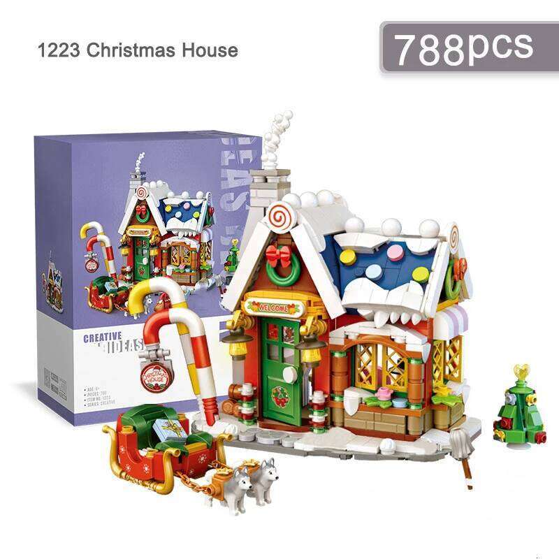Creative Christmas Model Building Block Set DIY City Street View House Assembly Ornaments Children's Toys Holiday Gifts Z260306