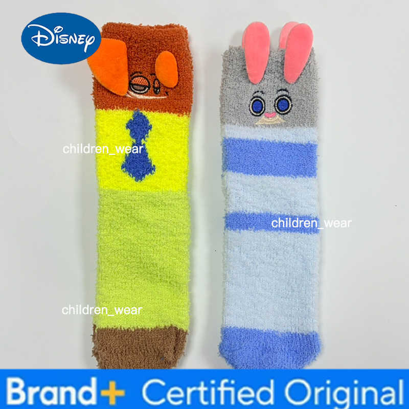Disney Anime Zootopia Judy Nick Coral Fleece Socks Cute Cartoon Home Warm Socks Middle Tube Socks Sleep Socks Christmas Halloween Gifts H260306