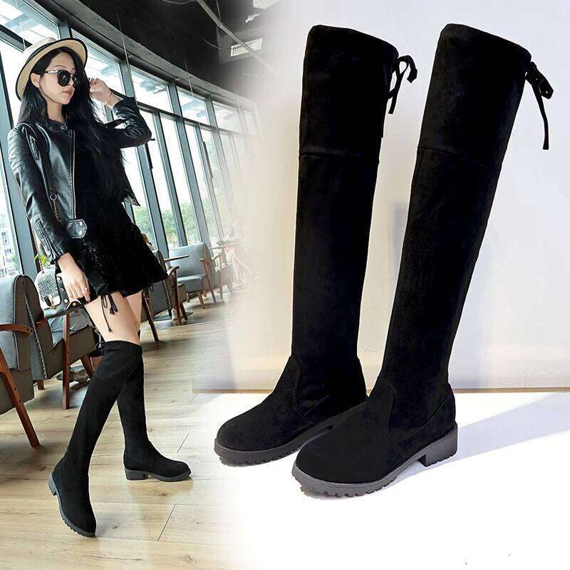 Women Over The Knee Suede Sexy Heels Lace Up Long Fall/winter Warm Thigh High Boots Party