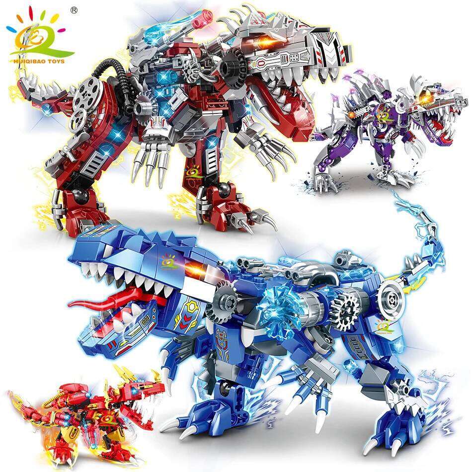 HUIQIBAO 2in1 Jurassic Dinosaur World Model Building Blocks City Triceratops Velociraptor Dino Park Bricks Children Toy Game Z260306