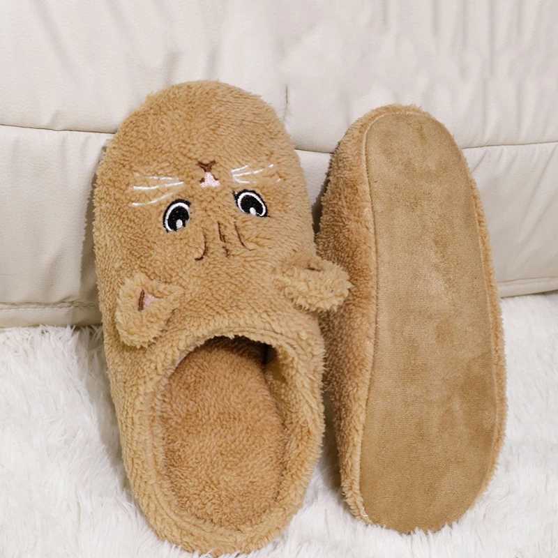 Cute Cat Slippers Fluffy Furry Women Indoor Shoes Cartoon Cute Girls Slippers Bedroom Anti-slip Soft Sole Comfortable Home Shoes S260305