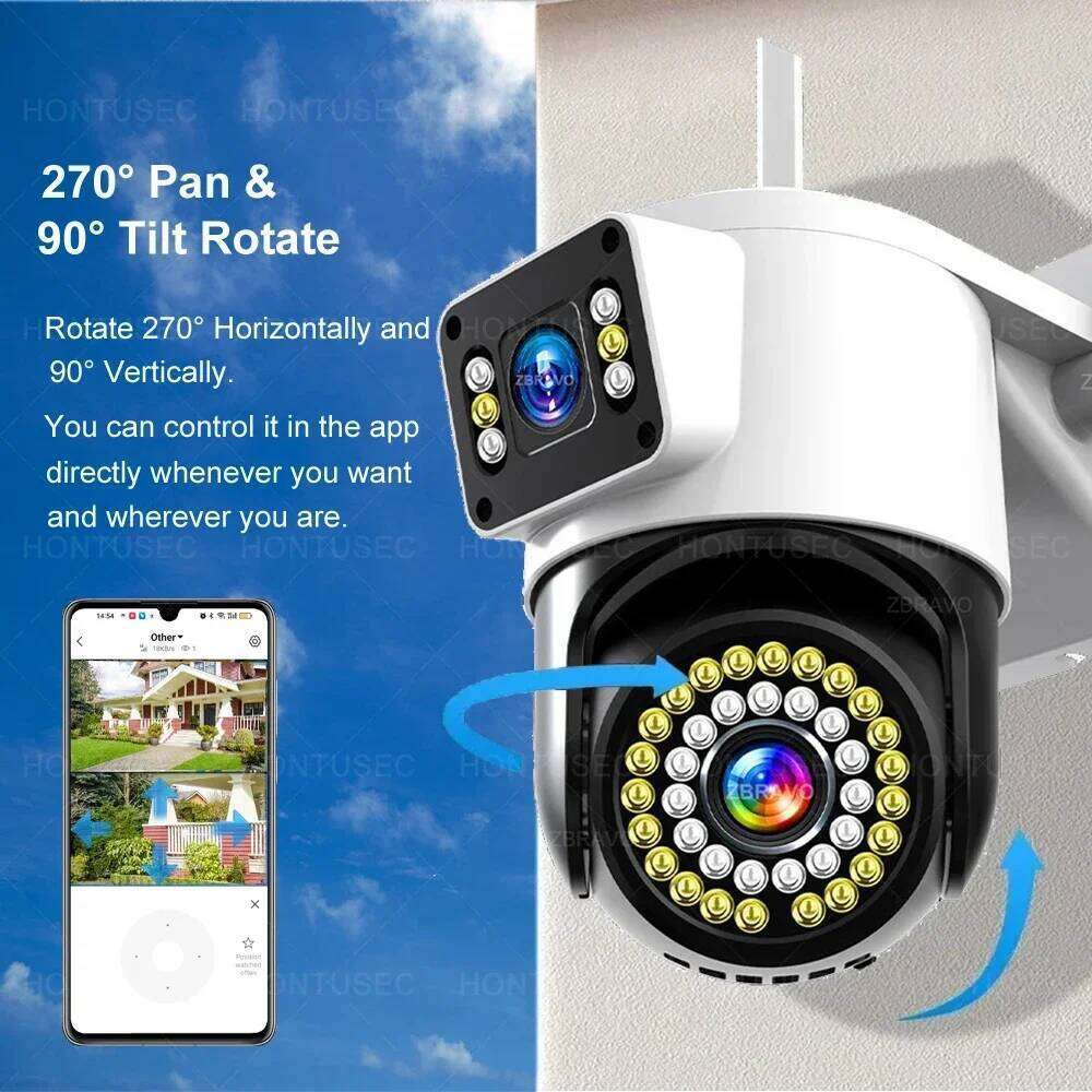 Yoosee 4K 8MP Lens Dual Screens Color Night Vision Auto Tracking Two Way Audio Outdoor Waterproof Surveillance Cameras 26W0306