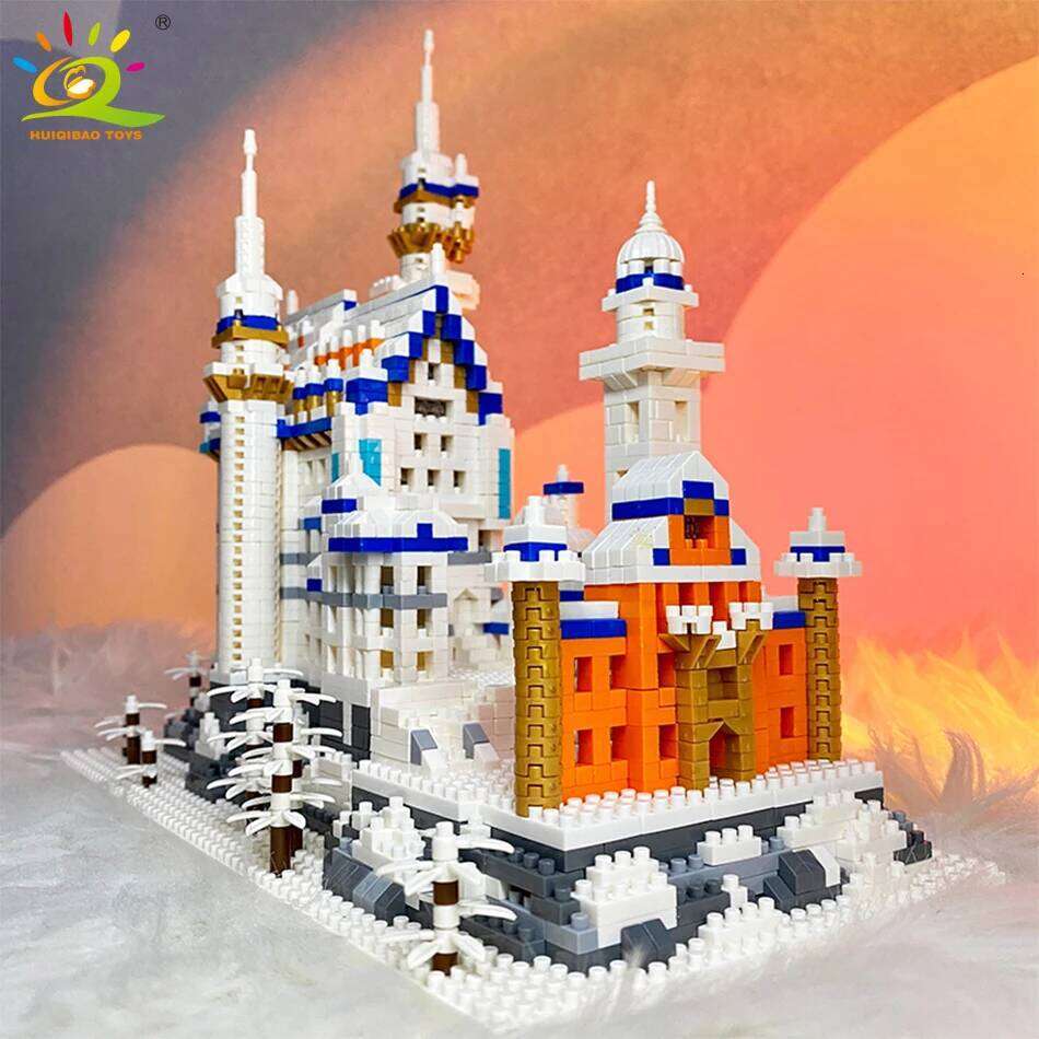 HUIQIBAO 3000pcs Swan Stone Castle Architecture Model Micro Building Blocks City Street View Mini Diamond Bricks Children Toys Z260306