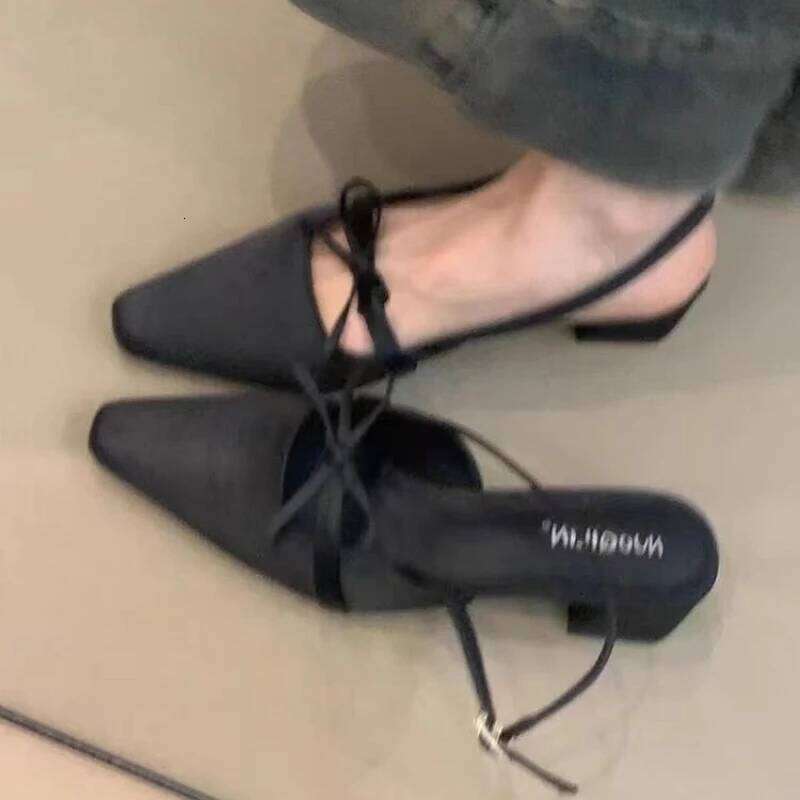 Bow Strap Women's 2025 Summer New Fashion Shoes for Design Open Toe Thick Heel Outdoor Slippers Ladies Zapatillas Mujer