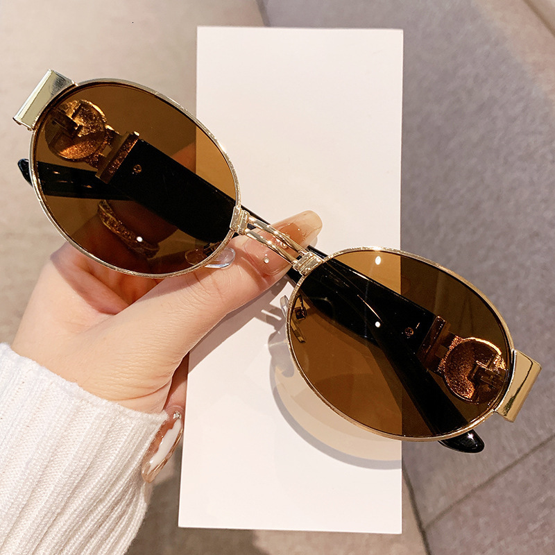 2026 New Cross Border European And American Designer Sunglasses Fashion Oval Frame Women's Sunglasses Outdoor Bicycle Sunglasses Fashion UV Resis