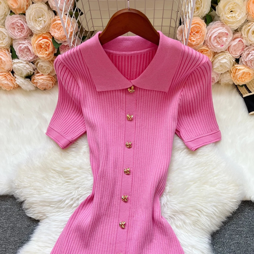 YuooMuoo Fashion Elegant Patchwork Knitted Long Dress Spring Summer Women y Shirt Sweater Lady Party Vestido 260302