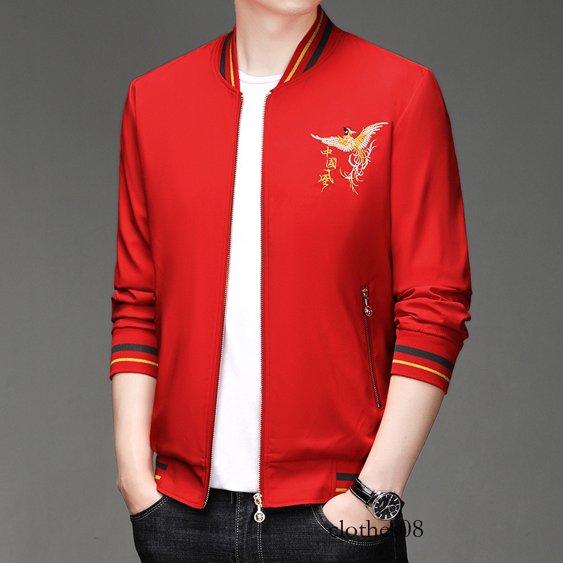 New European style trendy Chinese-style embroidered for men, casual slim-fit men's flight jacket
