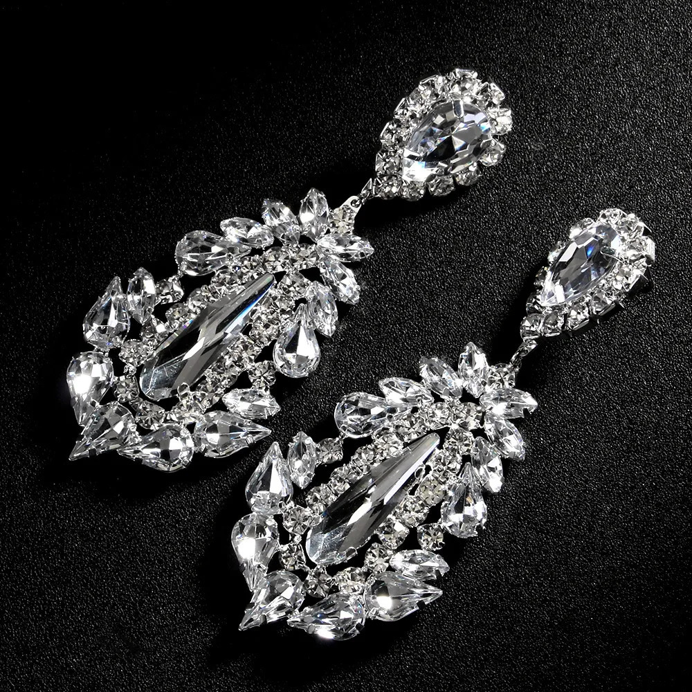 Stonefans Exaggerated Earrings Piercing Hanging for Women Accessories Prom Sparkly Dangle Oversize Wedding Earrings Jewelry 260302