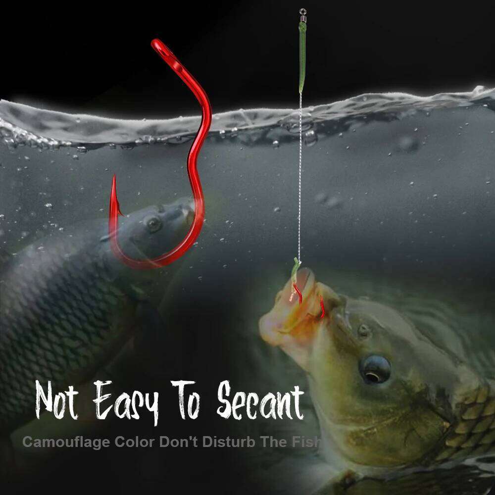 NGB12/24/36Pcs High Carbon Steel Red Sharp Barbed Hook Automatic Flip Fishhook for Carp Fishing Accessories S260305