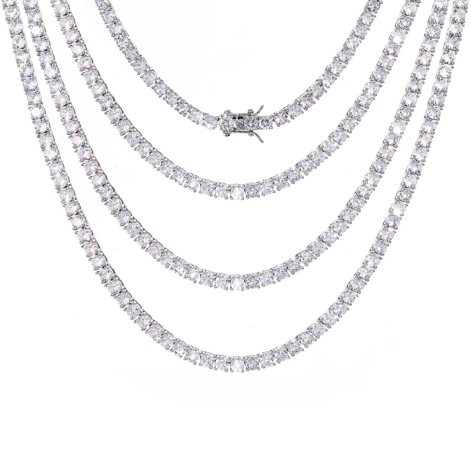 High-End Mens Moissanite Necklaces Explosive Classic Single Row Moissanite VVS Tennis Chain Bracelet Cross-Border Hip-hop Style