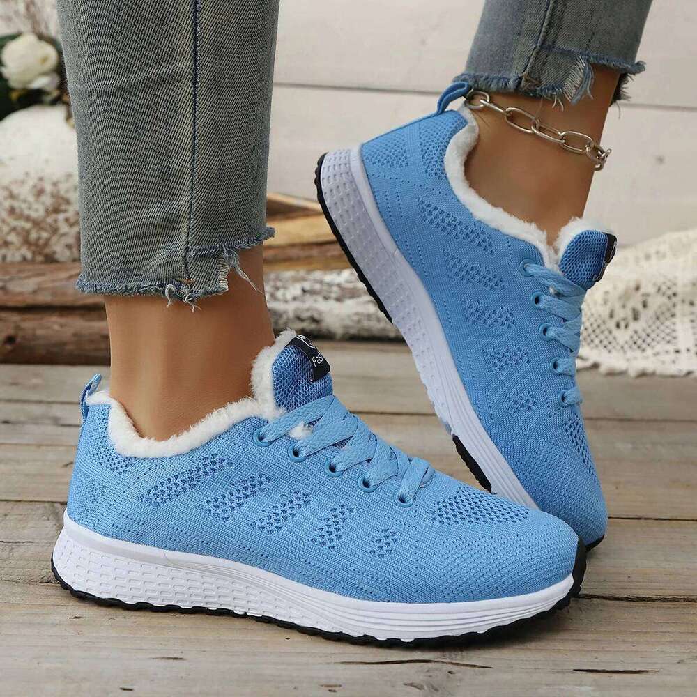 Winter Warm Casual Sports Shoes Women's Fleece-lined High-top Sneakers