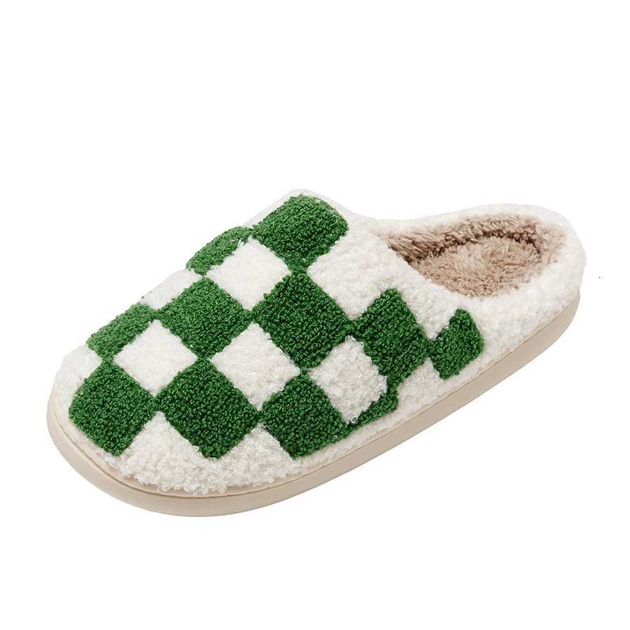 International Checkered Womens Slippers Casual Winter Home Cloudy Soft Sole Breathable Wear Resistant Anti Slip Shoes Girls S260305