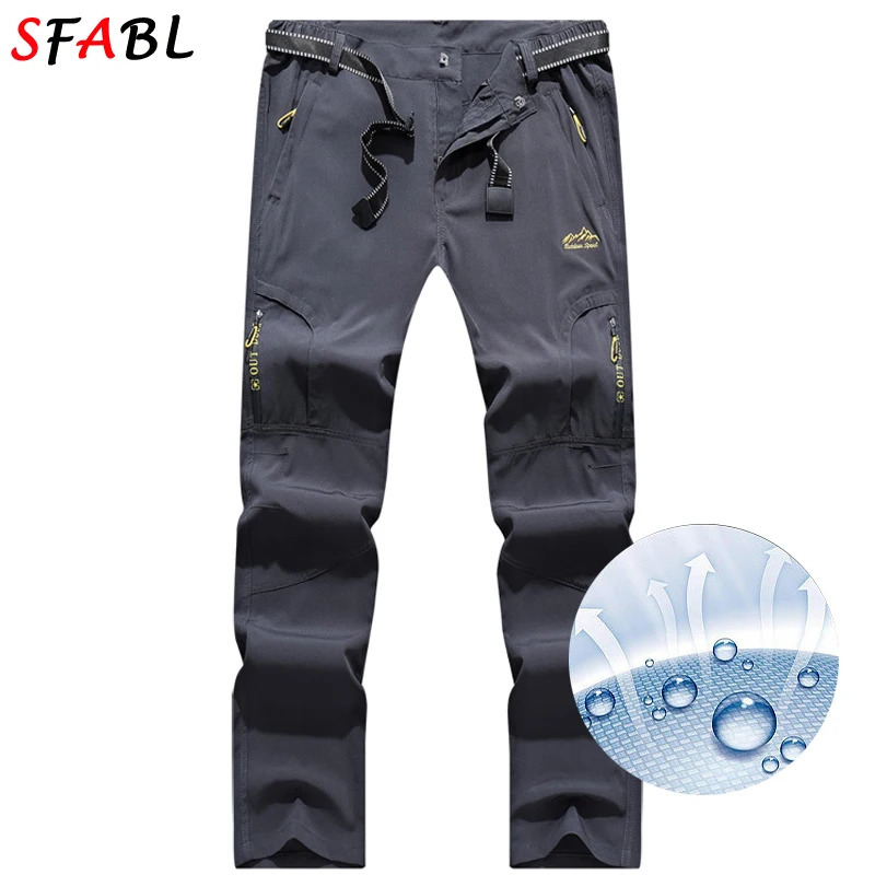 SFABL 5XL Summer Quick Dry Hiking Pants Men Stretch Waterproof Tactical Pants Zipper Pockets Trousers Lightweight Fishing Pants 260304