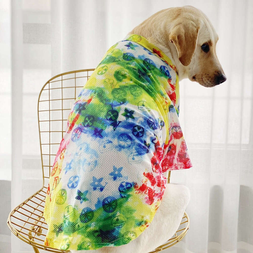 Thin Apparel Large Dog Trendy Tie-Dye Mesh Summer Breathable Clothes