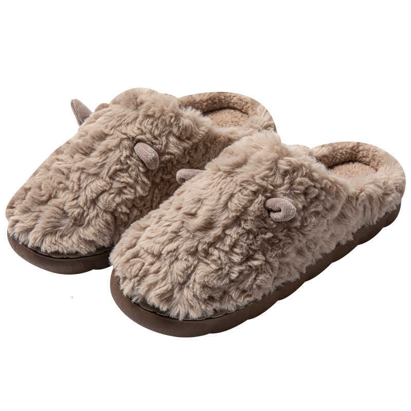 Womens Cotton Slippers Autumn Winter 2025 New Indoor Home Warm Non-Slip Cotton Slippers Mens Ear Style Plush Maternity Shoes S260305