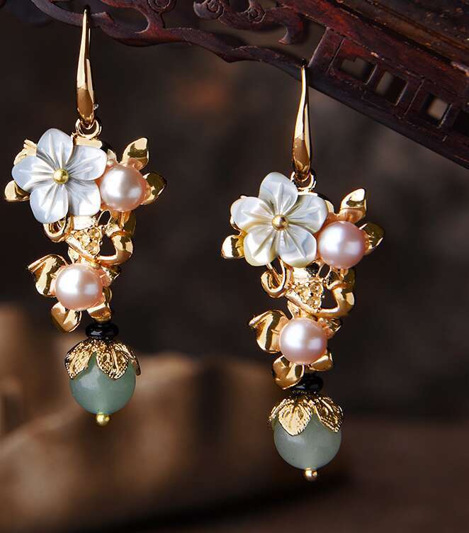 Original Ancient Street Vendor Long Pearl Personality Chinese Style Earrings For Women Yuansiqi