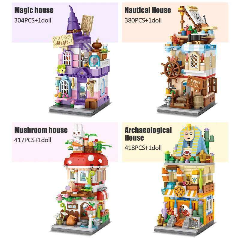 Mini City Street View Magic House Building Blocks Friends Figures Architecture Cottage Bricks Toys For Children Gifts Z260305