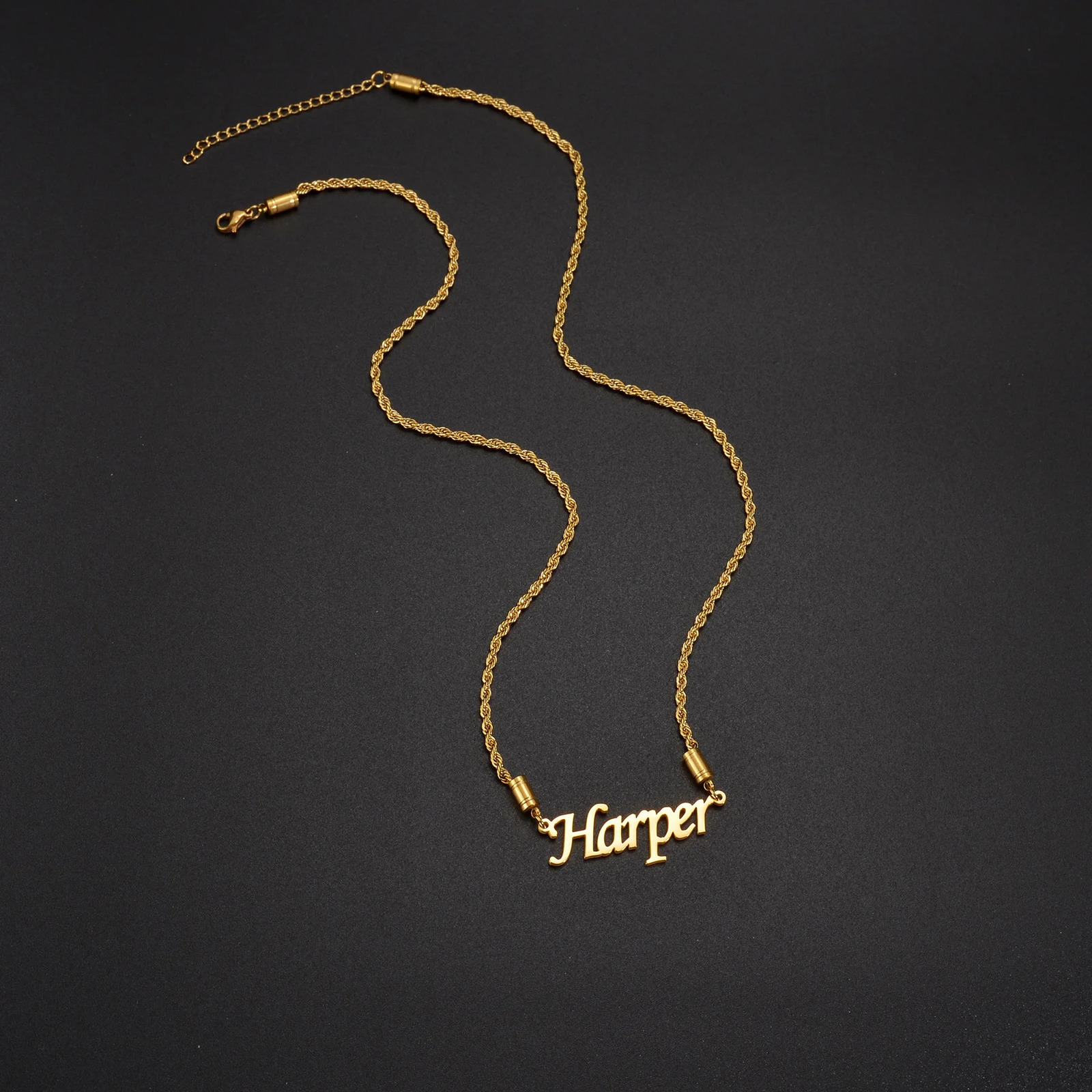 Customized Name Letters Pendant Necklaces for Women Men Stainless Steel Personalized Twist Chain Rose Flower Jewelry Party Gift 260302