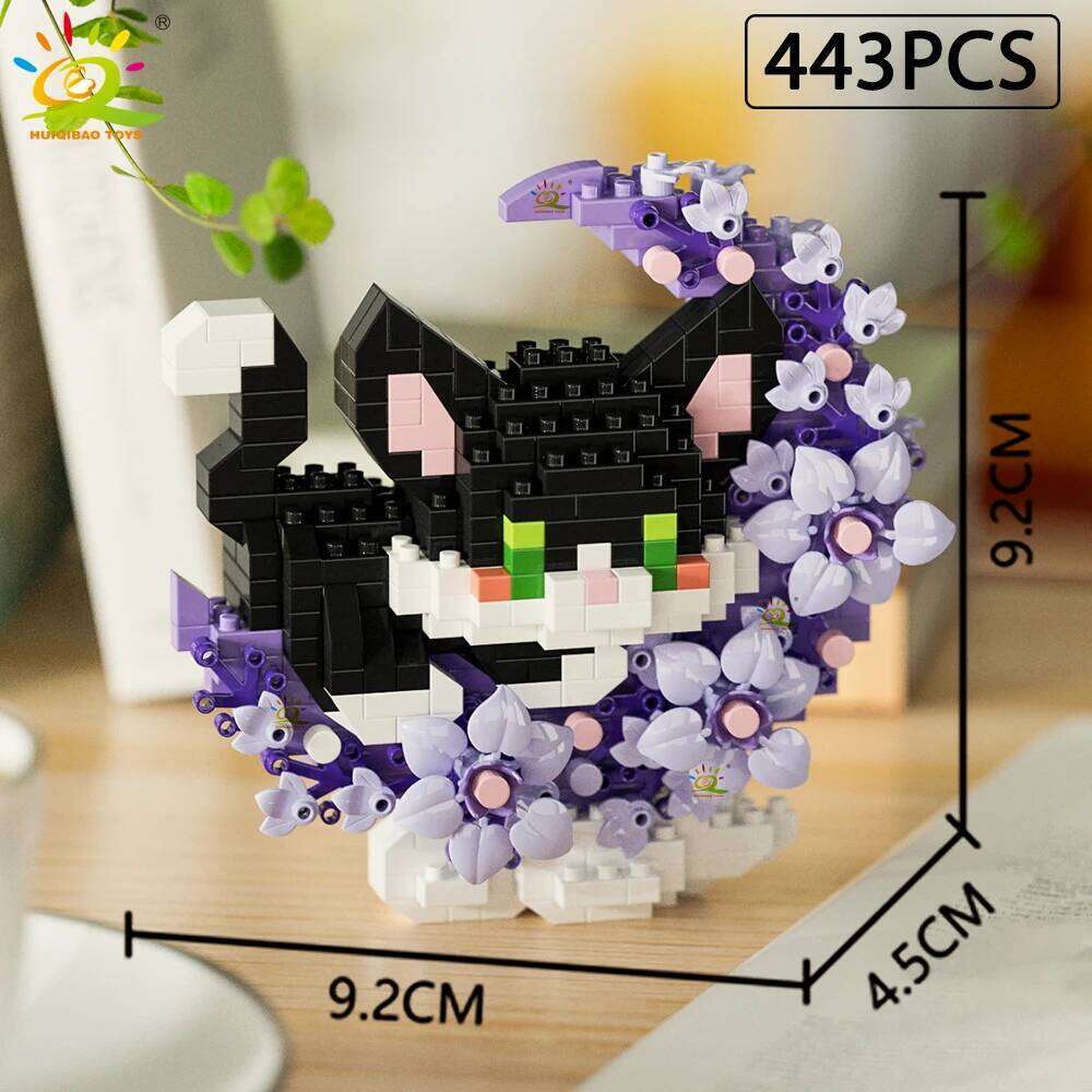 HUIQIBAO MOC Flower Animal Micro Building Block Mini 3D Diamond Model Brick DIY Construction Toy for Children Desk Decoration Z260306