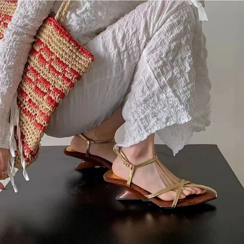 2026 Womens High-heeled Sandals Summer High-heeled Shoes Strap Slingback Feminine Wedding Sandals 260305
