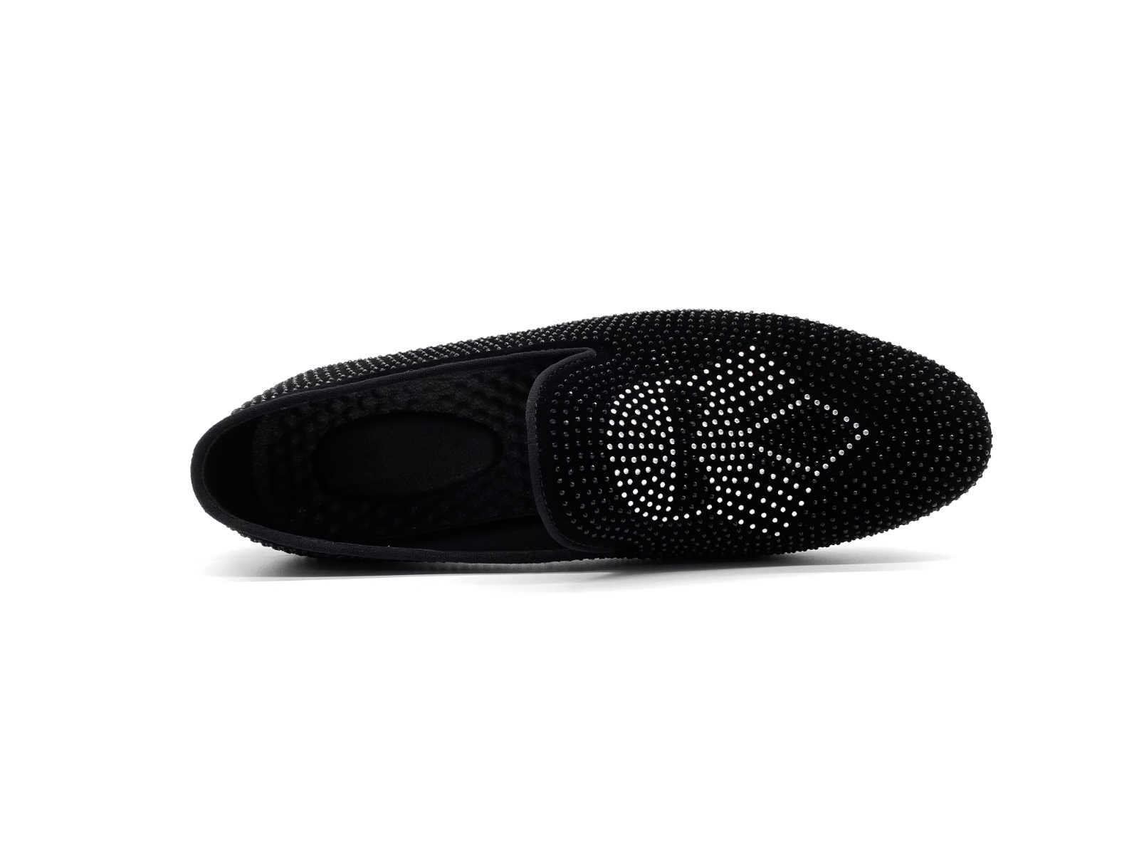 Luxury Rhinestone Shoes Black Men Loafers Wedding Shoes Designer Dress Shoe Pointed Toes Formal Business Party D35 D38