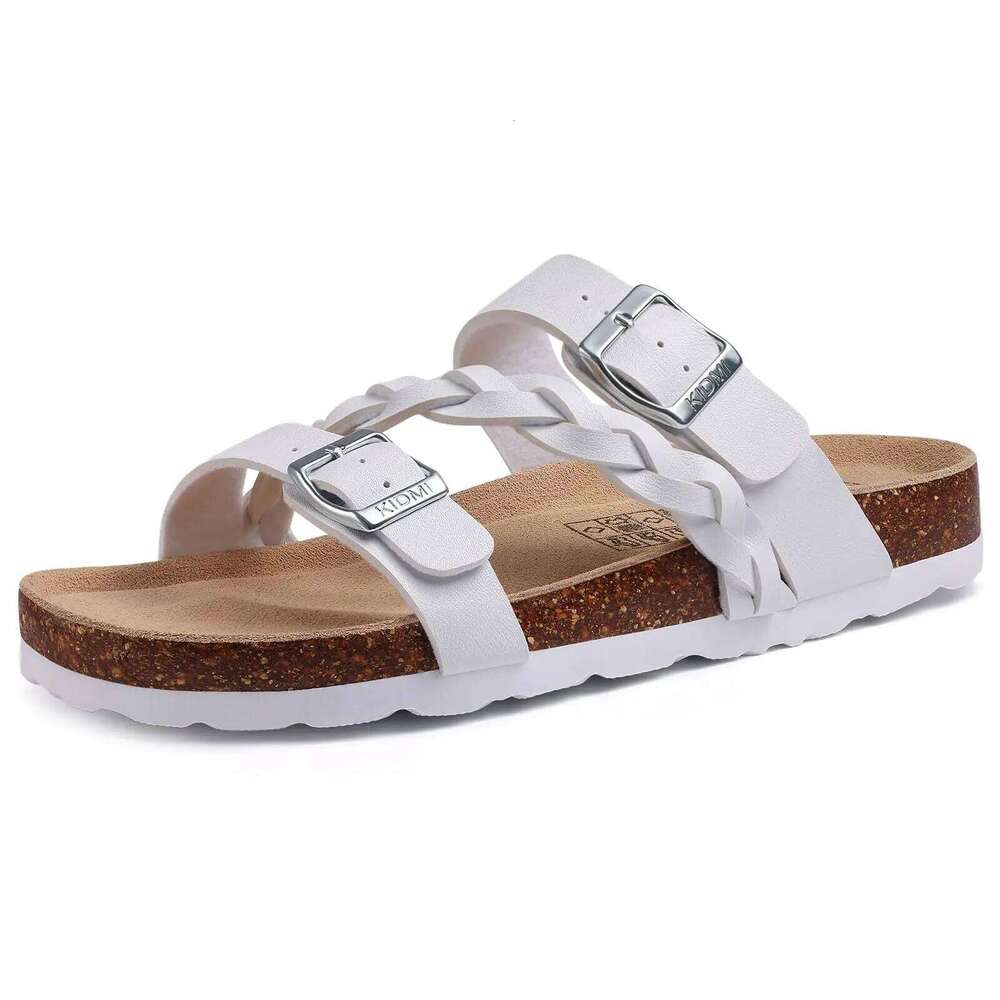Litfun Fashion New Summer Double Buckle Women's Beach Sandals Cozy Cork Walking Slippers With Arch Support