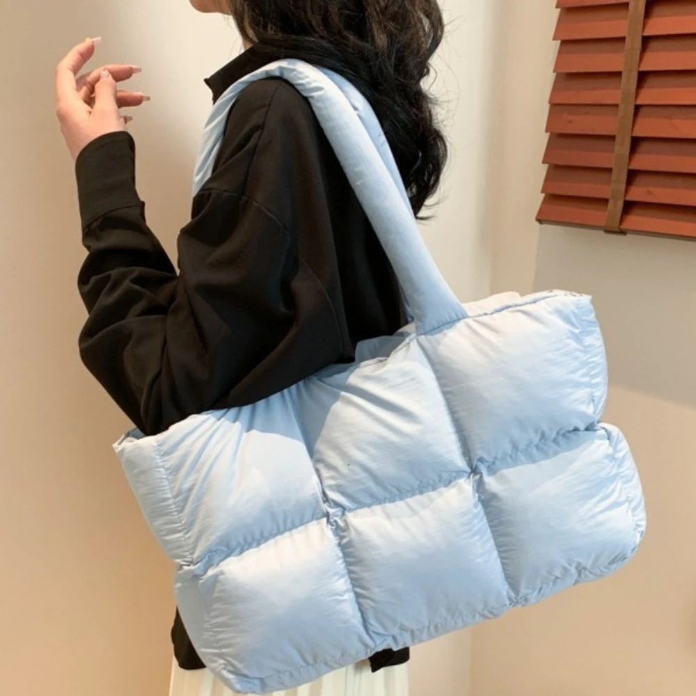 Women Tote Handbags Quilted Plaid Bag Retro Trendy Checkered Waterproof Shoulder Solid Color Winter Soft Large Capacity Bags 260228