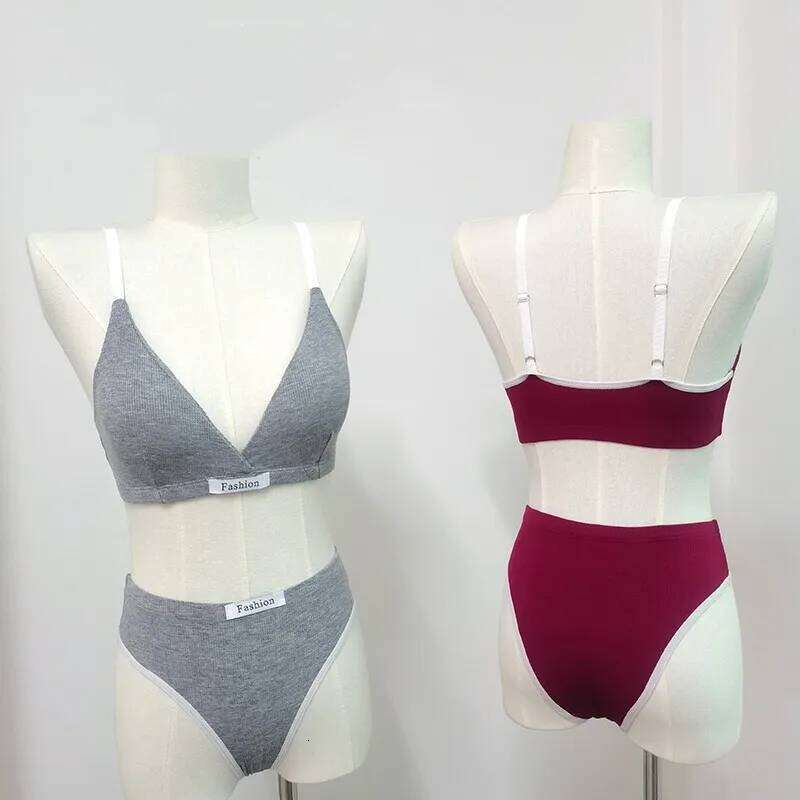Women Seamless Bra V-neck Non-wire Bras Low Waist Panties Sexy Lingerie Sport Comfort Female Underwear Set
