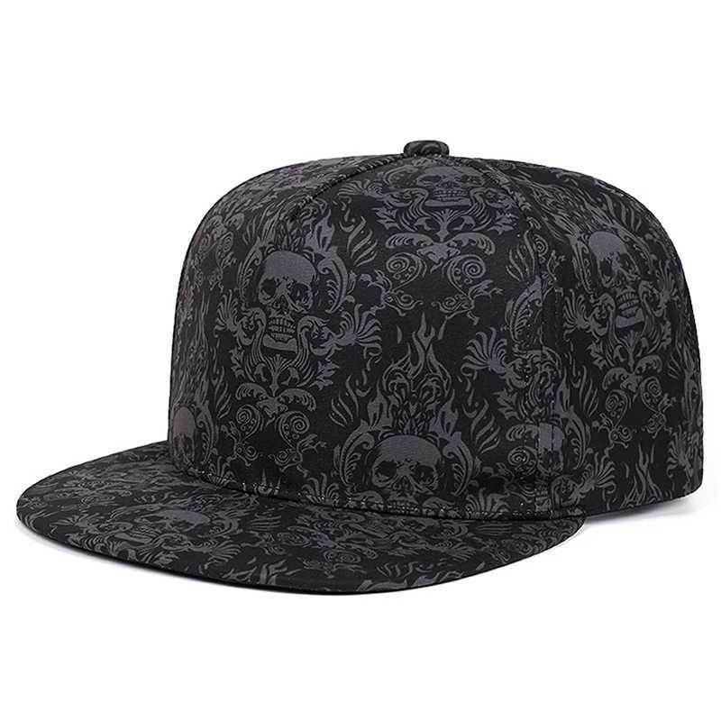 2025 New Fashion Baseball Hat Full Skull Print Street Hip Hop Hat Outdoor Daily Decoration Hat Sunshade Hat Unisex Flat Edge Hat S260306