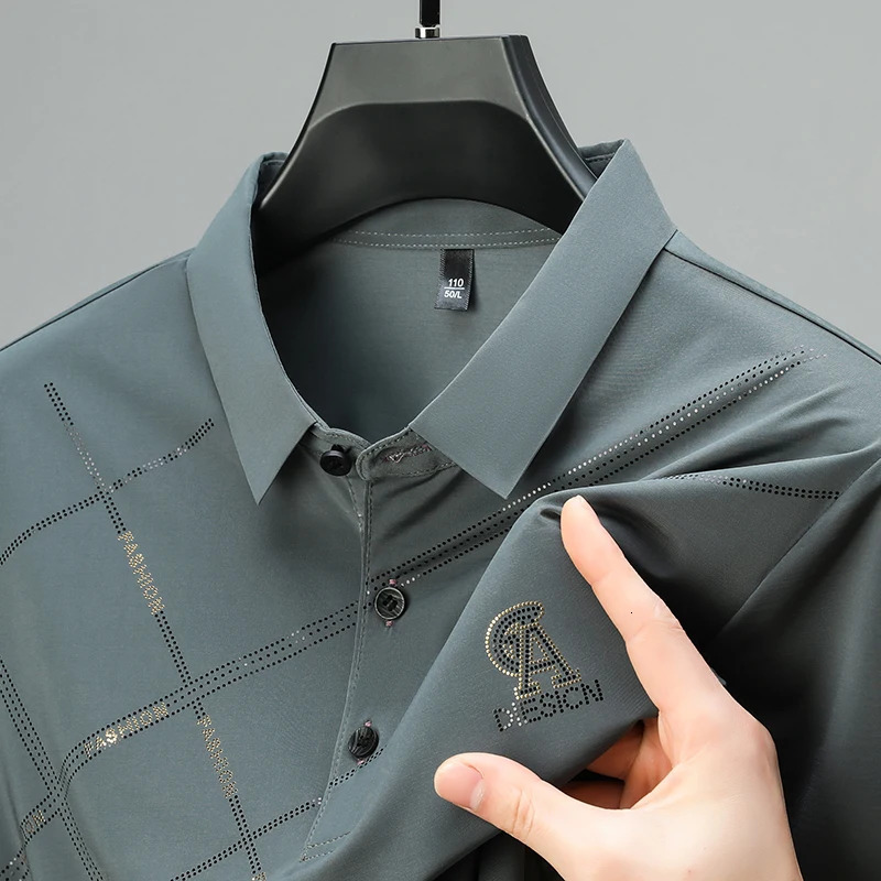 High Quality Ice Silk ventilate Short Sleeve polo shirt Mens Top Summer Embroidery Casual Business Paul T-shirt 260304