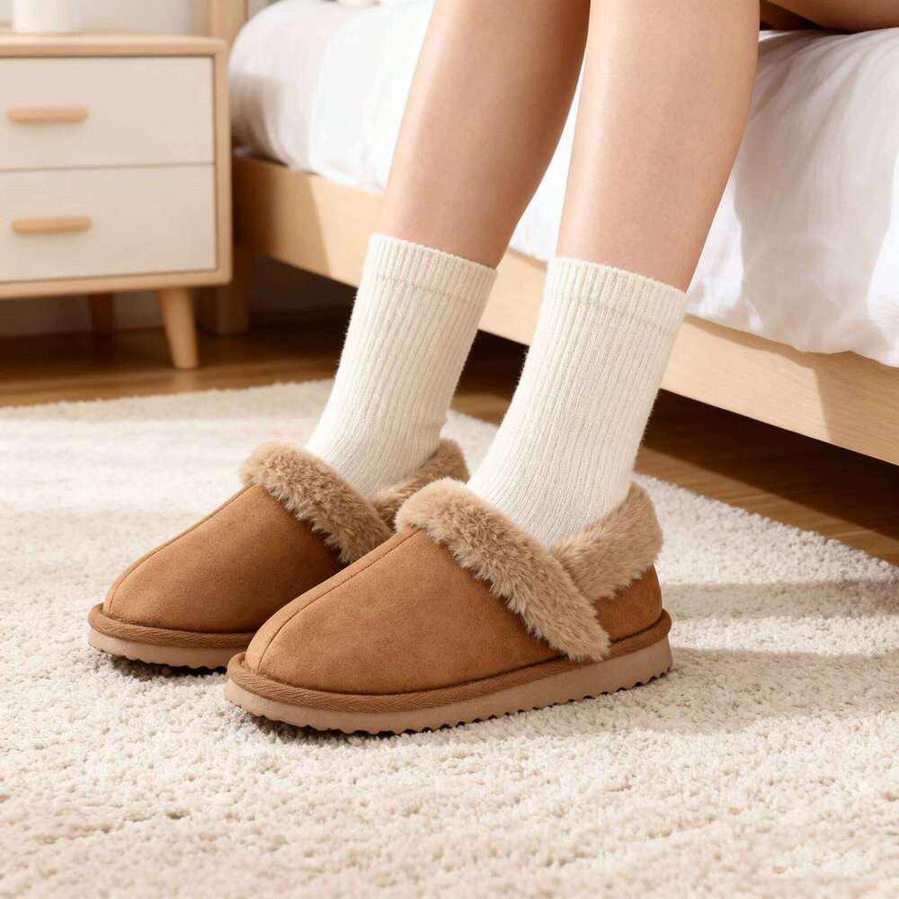Litfun Winter Fluffy For Women New Home Non-slip Comfy Indoor Cotton Slides Furry Warm Outdoor Women's Slippers