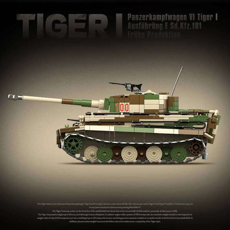 New Military Camouflage Tiger Type I Heavy Tank Building Block Toy Gift for Boys Z260305