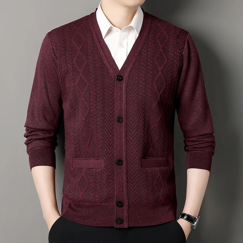 Mens Casual Cardigan Jacket V-neck Sweater Mens Autumn Winter Clothes Button Knit Cardigans Mens Knitting Sweaters Outwear 260306