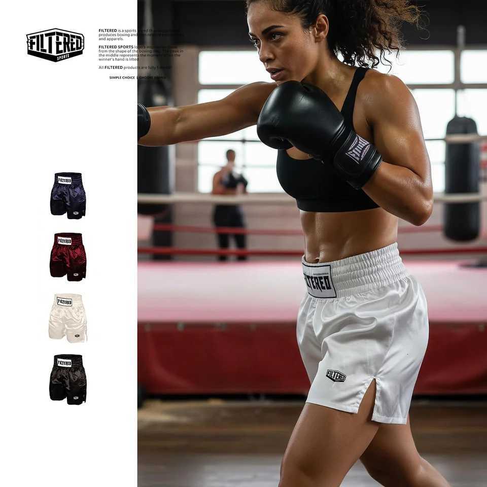 Mens Satin Boxing Trunks Tyson Tribute Pro Fight Muay Thai Kickboxing MMA Shorts Elastic Waistband Breathable Training Bottoms X260306