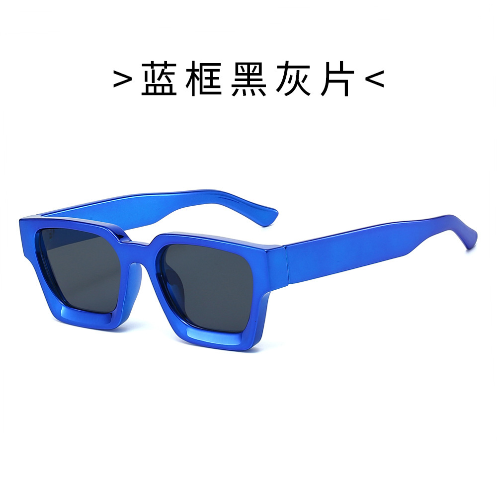25 new models of square-frame European and American electroplated sunglasses, trendy, UV-protective, fashionable, rainbow