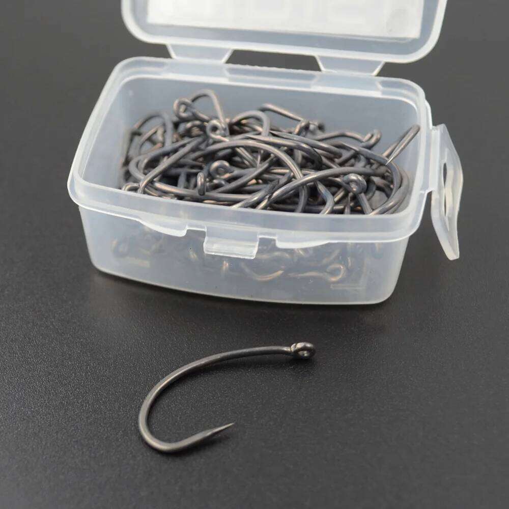 Hirisi 100pcs Carp Hook Coating Barbless Non-barb Fishhooks High Carbon Steel 8004 Fishing Accessories S260305